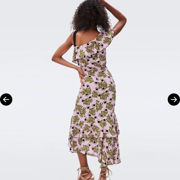 Diane Von Furstenburg pink floral Violetta one shoulder dress - Medium - Picture 5 of 8